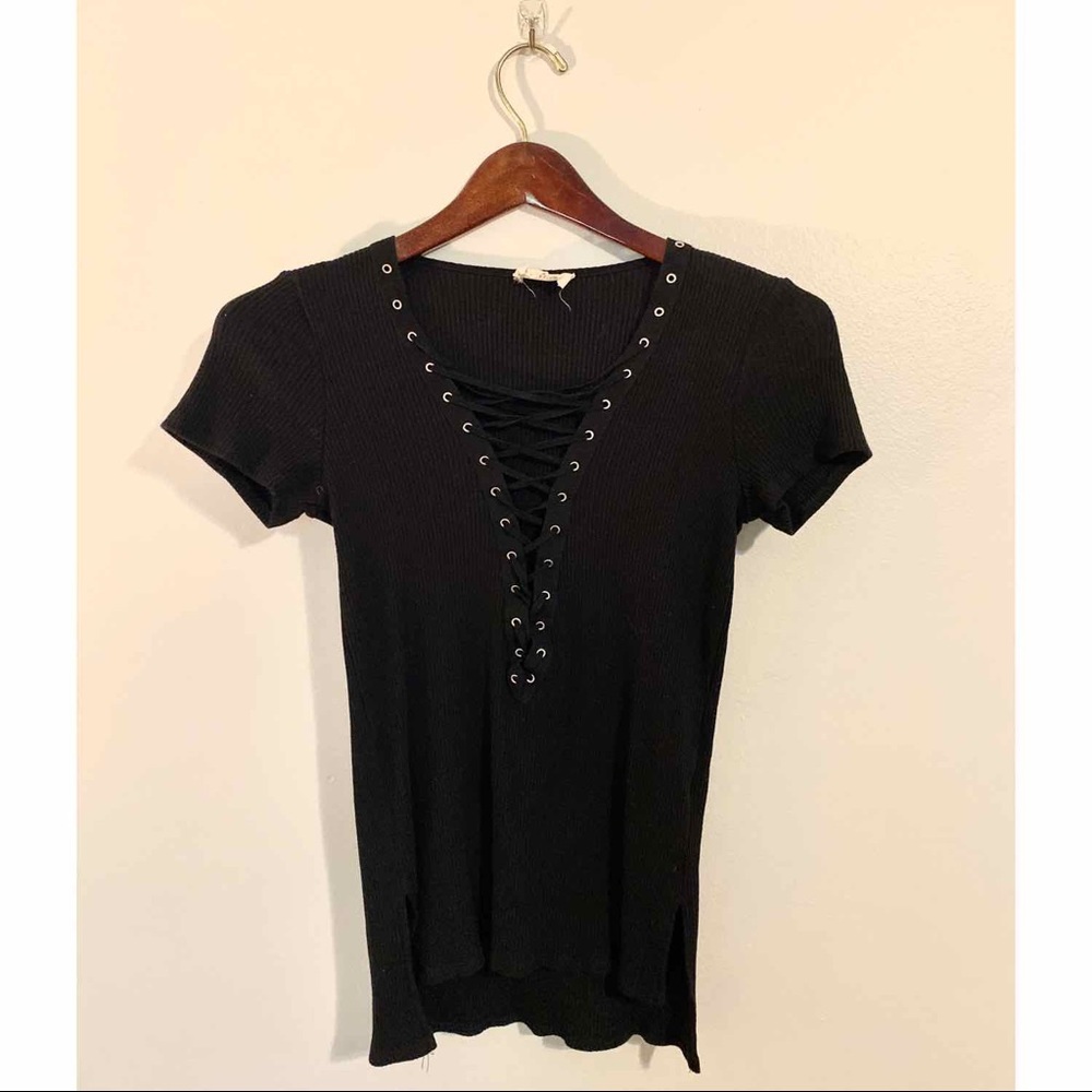 Black lace up top